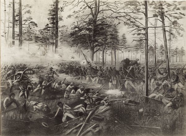 Lithograph of mortal wounding
